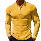Herren Langarm-Henley-Shirt aus atmungsaktivem Strukturmaterial mit dekorativen Knöpfen R&B