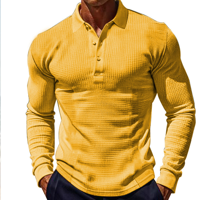 Herren Langarm-Henley-Shirt aus atmungsaktivem Strukturmaterial mit dekorativen Knöpfen R&B