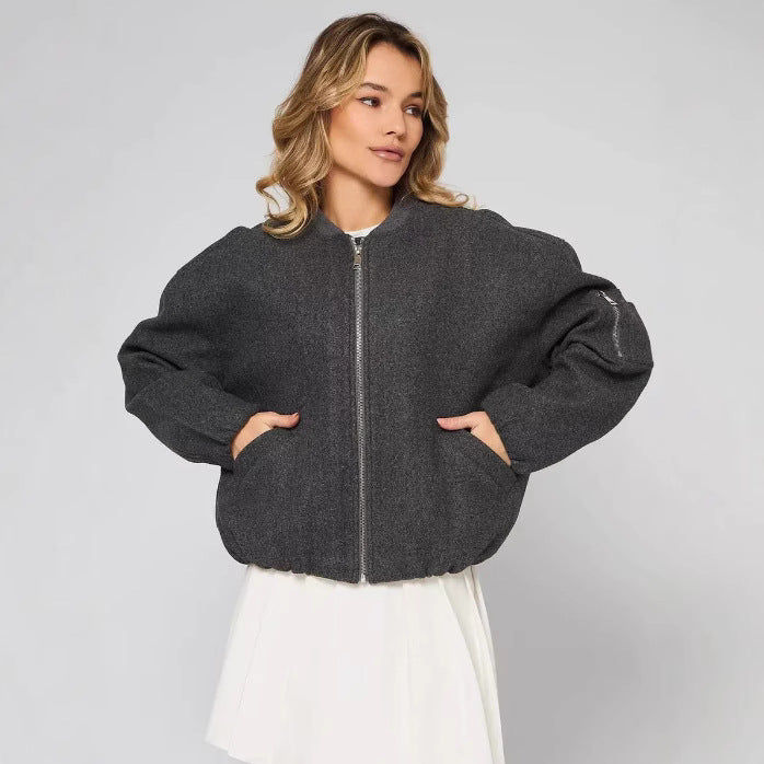 Damen modische Puffjacke mit praktischen Reißverschlusstaschen und elastischen Bündchen R&B