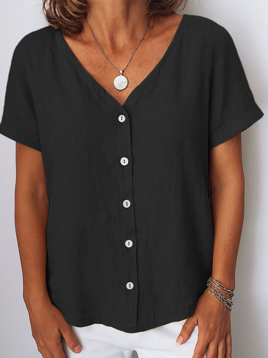 Damen Leinenbluse mit Knopfdetails R&B