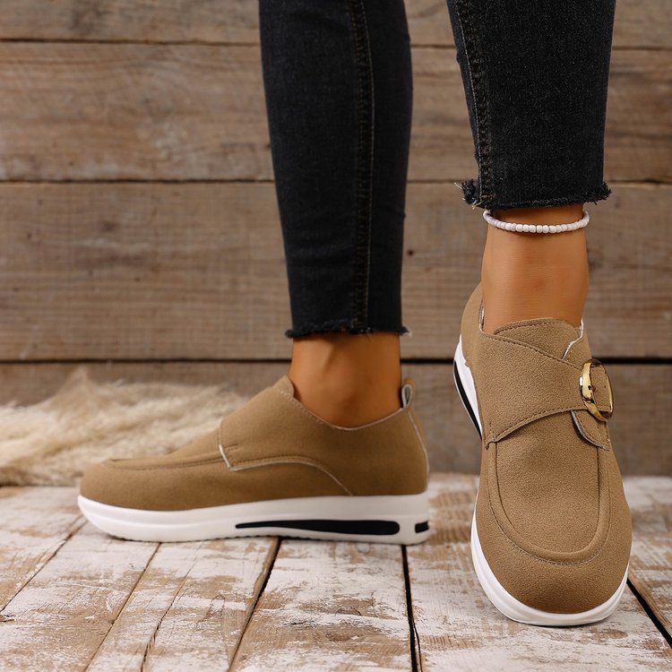 Damen Modische Slip-On Sneakers mit verstellbarem Schnallenverschluss