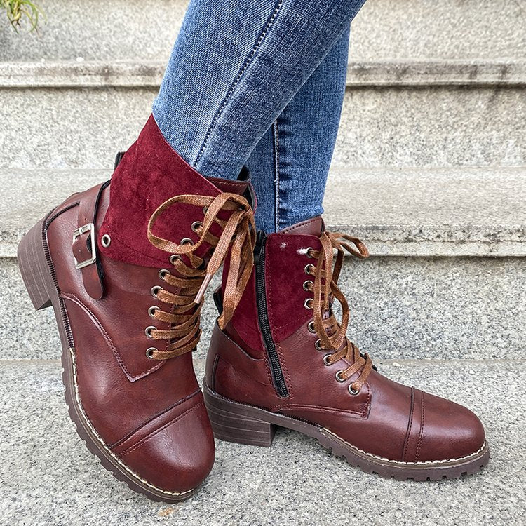 Damen Schnürstiefel mit modischen Akzenten und stabiler Profilsohle R&B