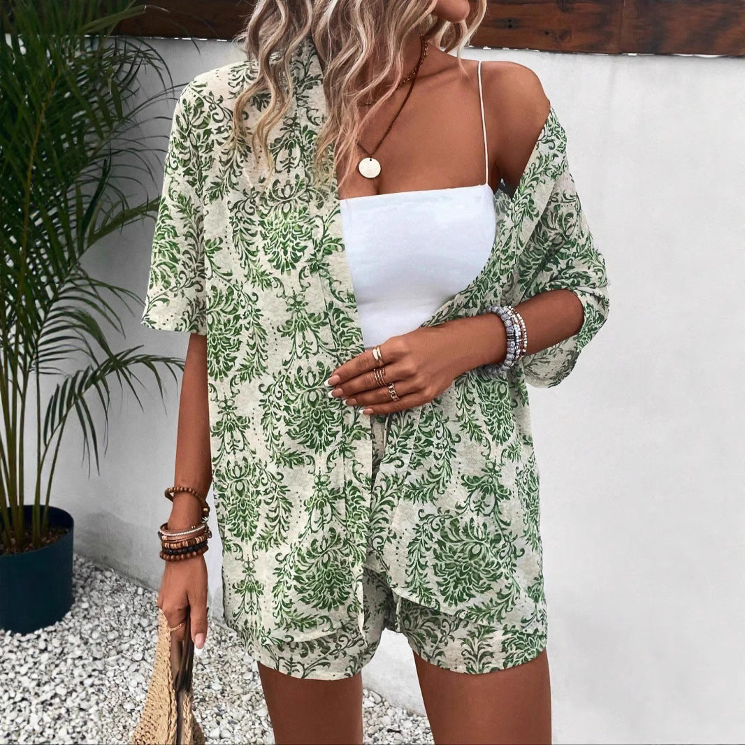 Damen lässiges Sommer-Outfit mit floralem Muster R&B