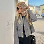 Damen modische Jacke mit Knopfleiste und praktischen Taschen