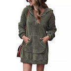 Damen Kapuzenkleid aus Kuschelfleece R&B