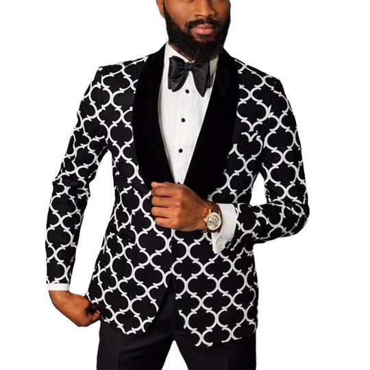 Herren eleganter Designer-Sakko mit auffälligem Muster R&B