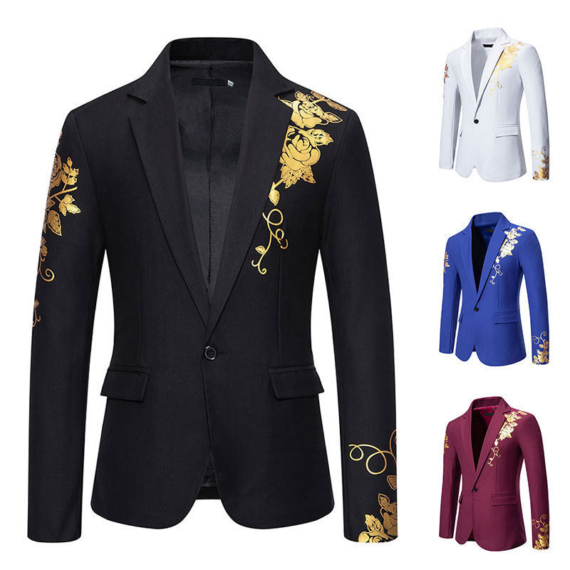 Herren eleganter Blazer mit floralem Stickdesign und feinen Details R&B