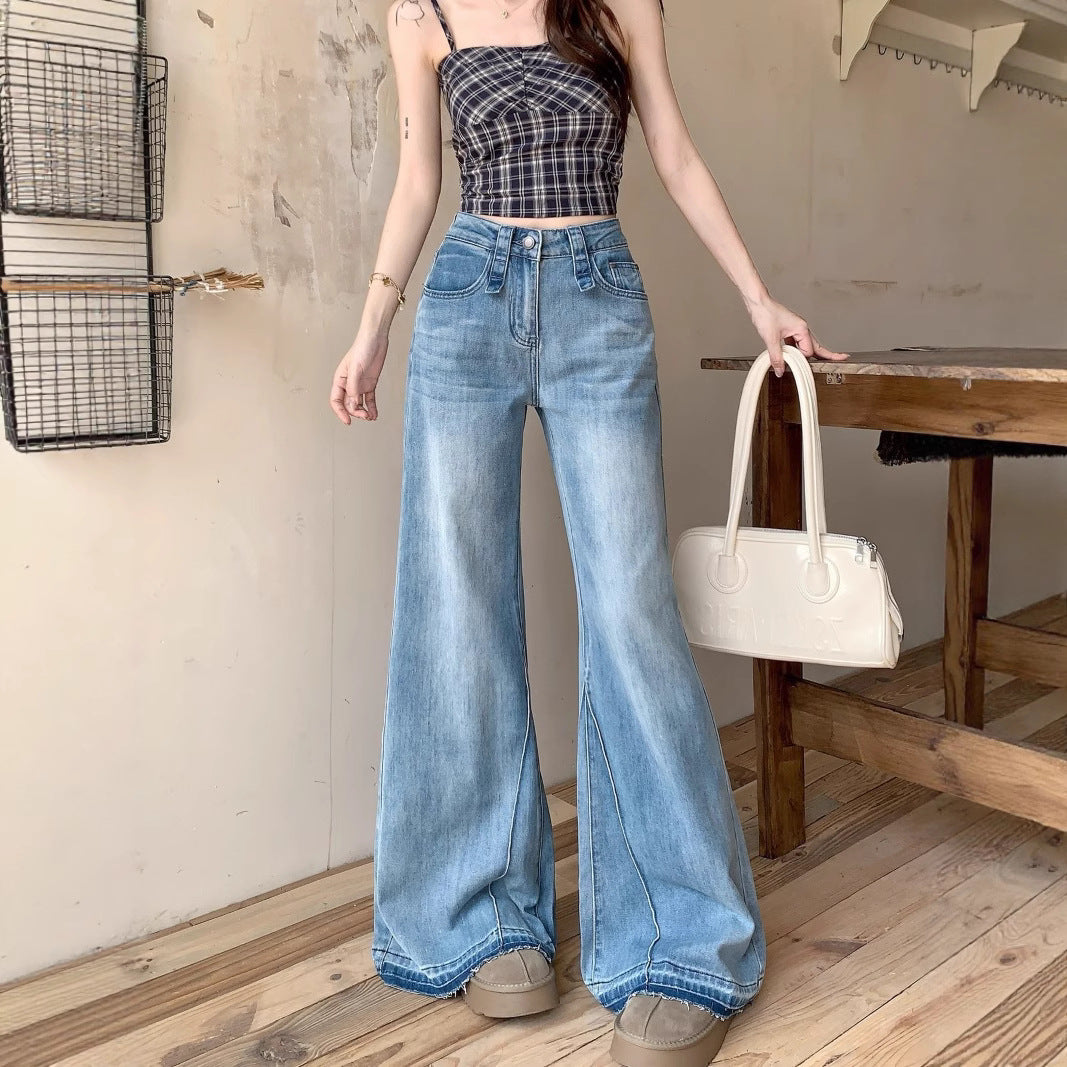 Damen Weite High-Waist Jeans mit lässigem Schnitt und modischen Details R&B