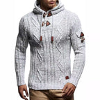 Herren Strickpullover mit Kapuze und hochwertiger Struktur