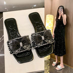 Damen elegante Slides mit glamouröser Schleifenverzierung R&B