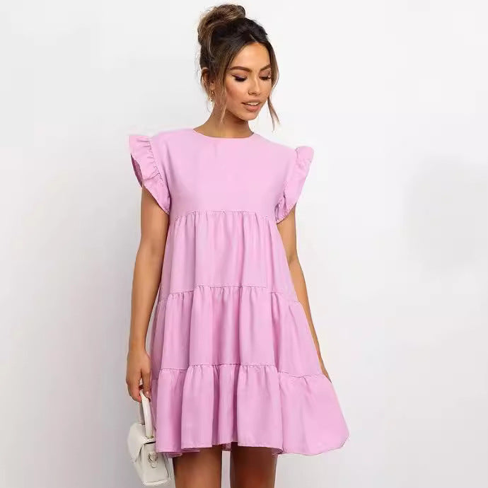Damen Lässiges Kleid mit Rüschendetails und taillierter Silhouette R&B