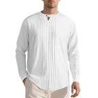 Herren Langarmshirt mit modischem Henley-Ausschnitt und Faltenstruktur R&B