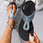 Damen Flache Sandalen mit funkelndem Design und verzierten Riemen R&B