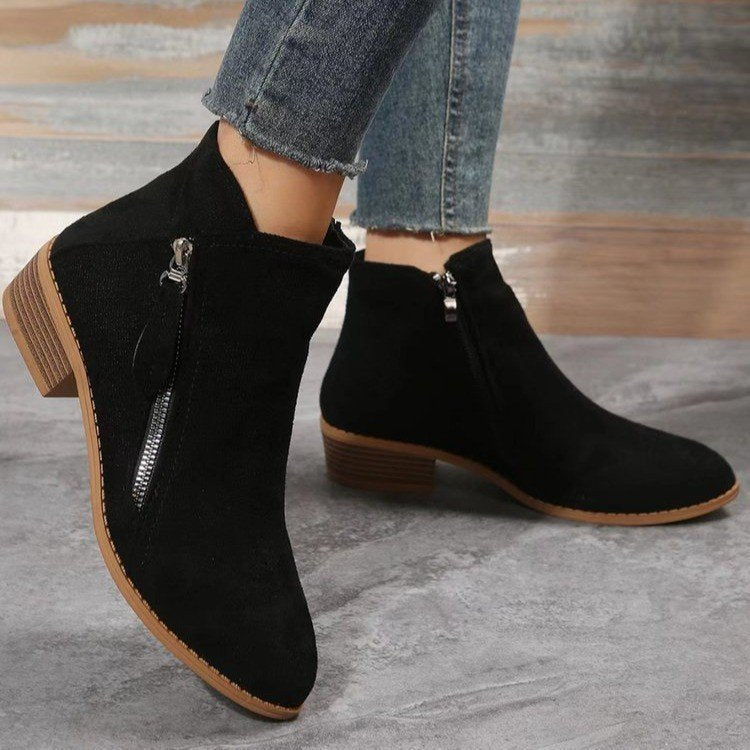 Damen Modische Kurz-Stiefeletten mit seitlichem Reißverschluss und weichem Obermaterial R&B