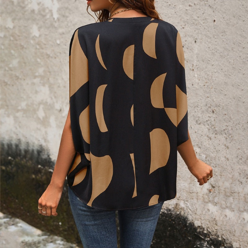 Damen Bluse mit modischem Grafikdruck und lockerer Passform R&B