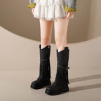 Damen Overknee-Stiefel mit modischem Fransen-Design und robustem Profil R&B