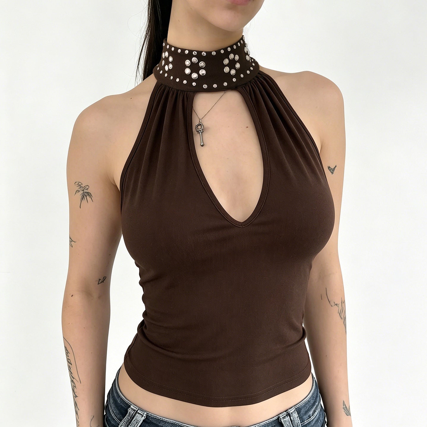Damen Elegantes Haltertop mit funkelnden Akzenten R&B