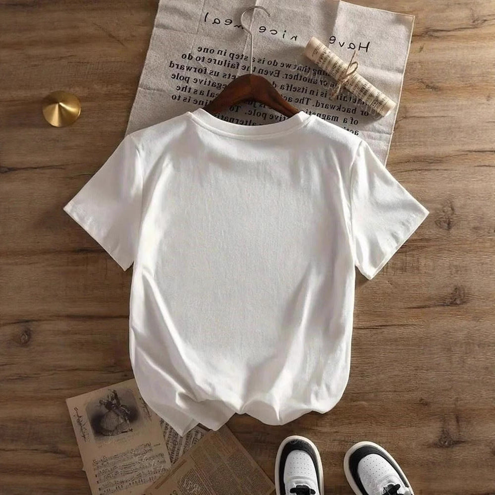 Damen lässiges T-Shirt mit auffälligem Vintage-Print R&B