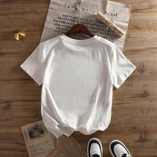 Damen lässiges T-Shirt mit auffälligem Vintage-Print R&B