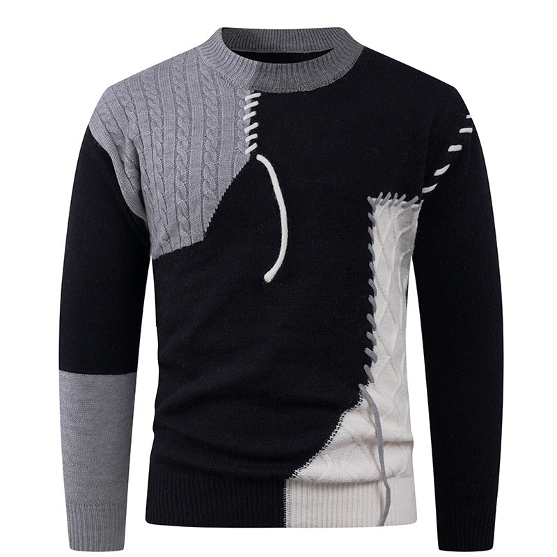 Herren modischer Strickpullover mit asymmetrischem Zopfmuster R&B