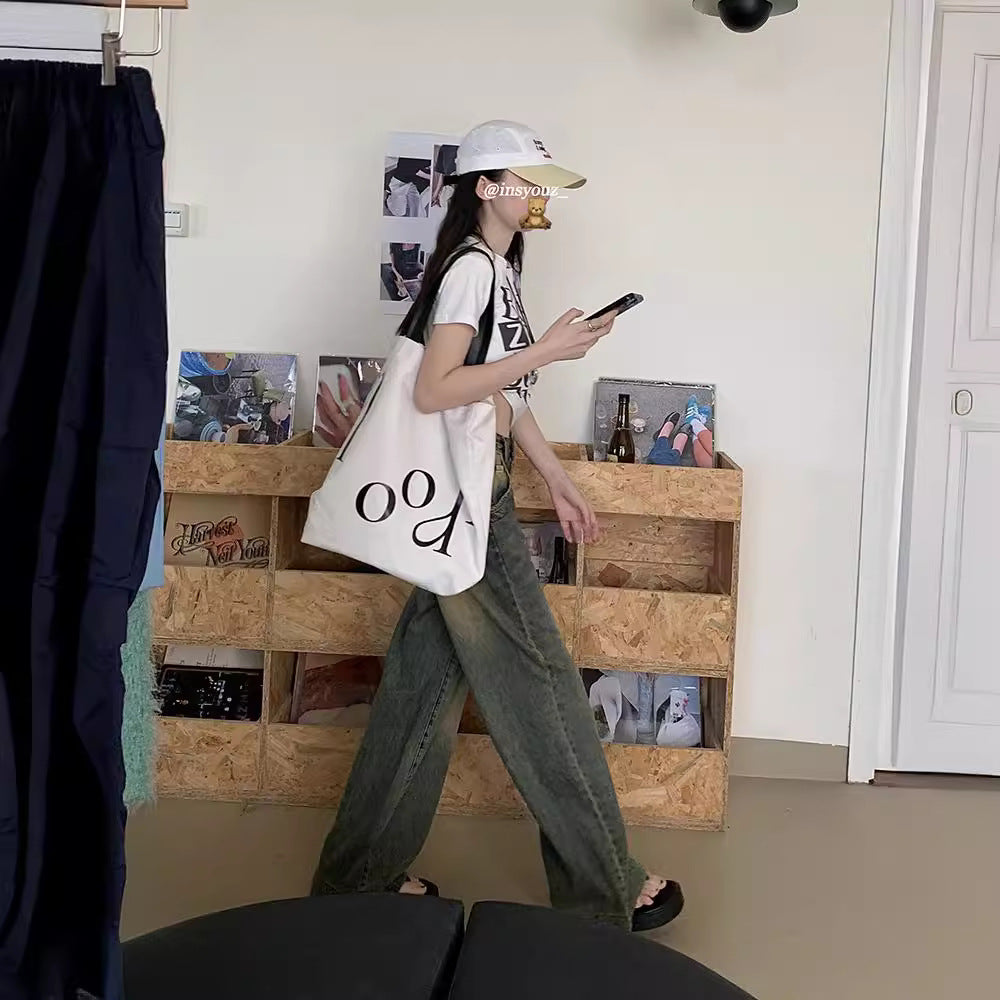 Damen Weite Jeans im lässigen Vintage-Stil mit hohem Bund R&B