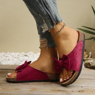 Damen Komfortable Kork-Sandalen mit dekorativem Schleifen-Design R&B