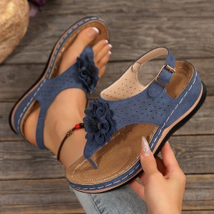 Damen Komfortable Zehentrenner-Sandalen mit floralem Dekor R&B