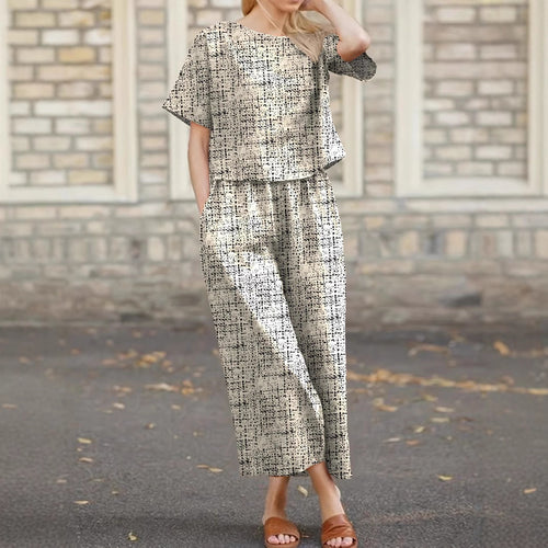 Damen entspannter Zweiteiler mit weitem Schnitt und modischem Grafikdesign R&B
