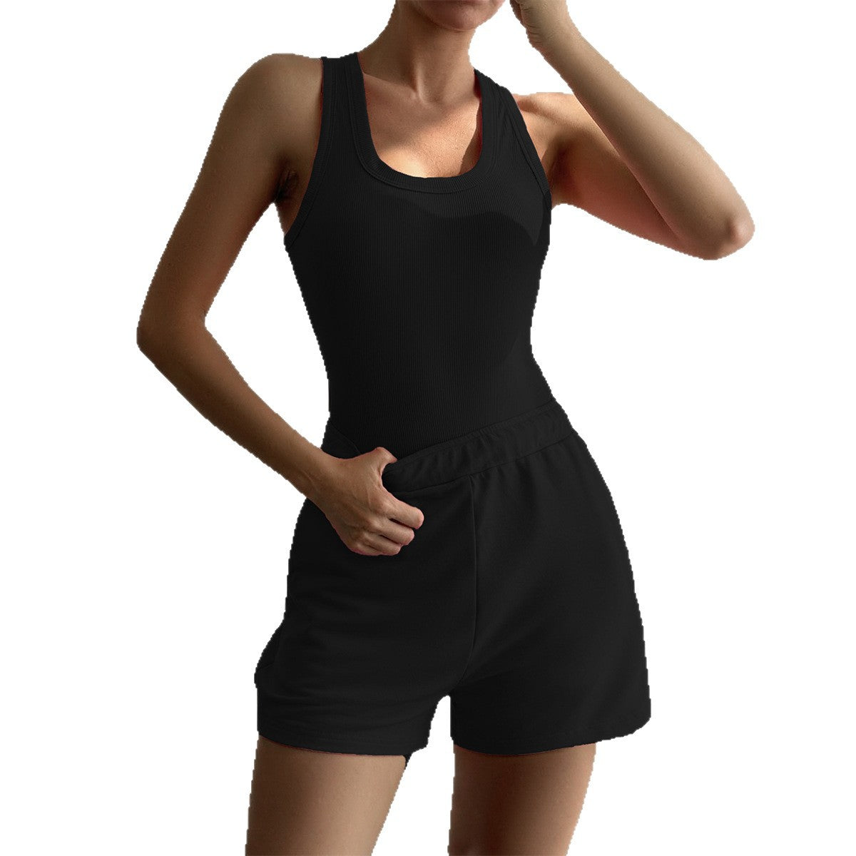 Damen Sportliches Crop-Top mit Shorts Set R&B