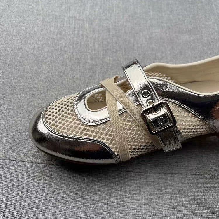 Damen modische Sneaker mit elegantem Riemchen-Design und atmungsaktiver Netzstruktur R&B
