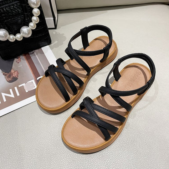 Damen bequeme Sandalen mit elastischen Riemen R&B