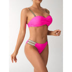 Damen Bandeau Bikini mit elegantem Wickeldetail und sportlichen Akzenten R&B