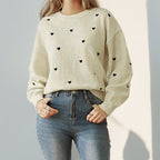 Damen kuscheliger Pullover mit Herzmotiven R&B