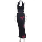 Damen elegantes Maxikleid mit schulterfreiem Design und fließendem Saum R&B