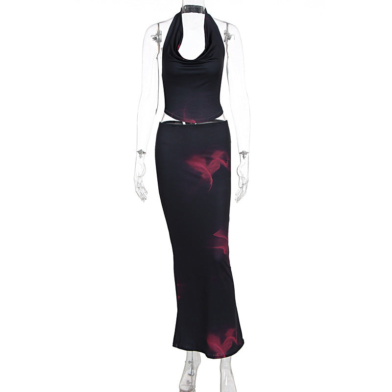 Damen elegantes Maxikleid mit schulterfreiem Design und fließendem Saum R&B