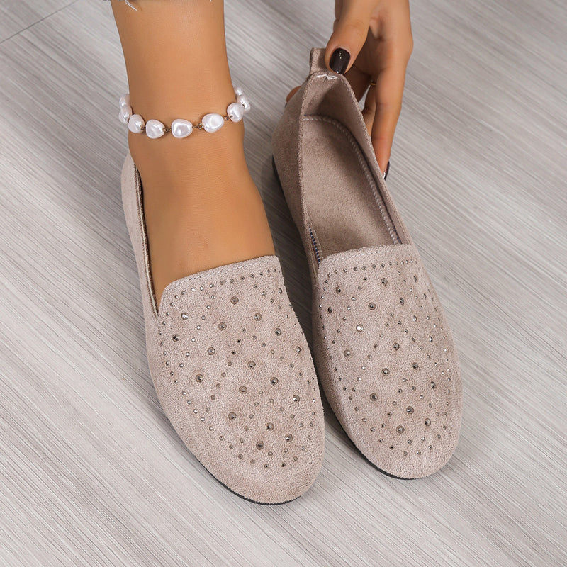 Flache Schuhe, verziert mit Strasssteinen R&B