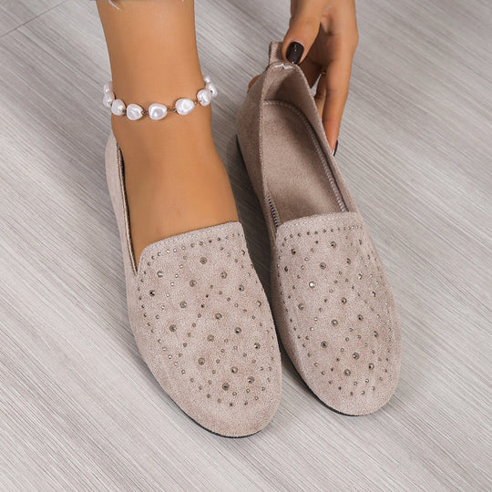 Flache Schuhe, verziert mit Strasssteinen R&B