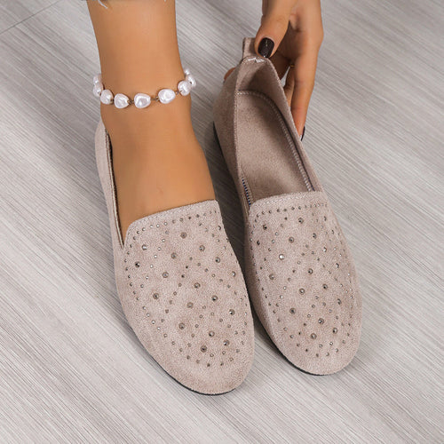 Flache Schuhe, verziert mit Strasssteinen R&B
