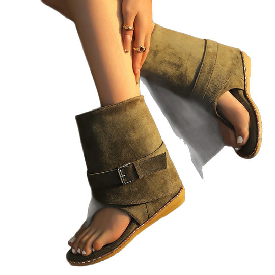 Damen Offene Wedgesandalen mit modischem Obermaterial und verstellbarem Riemen R&B