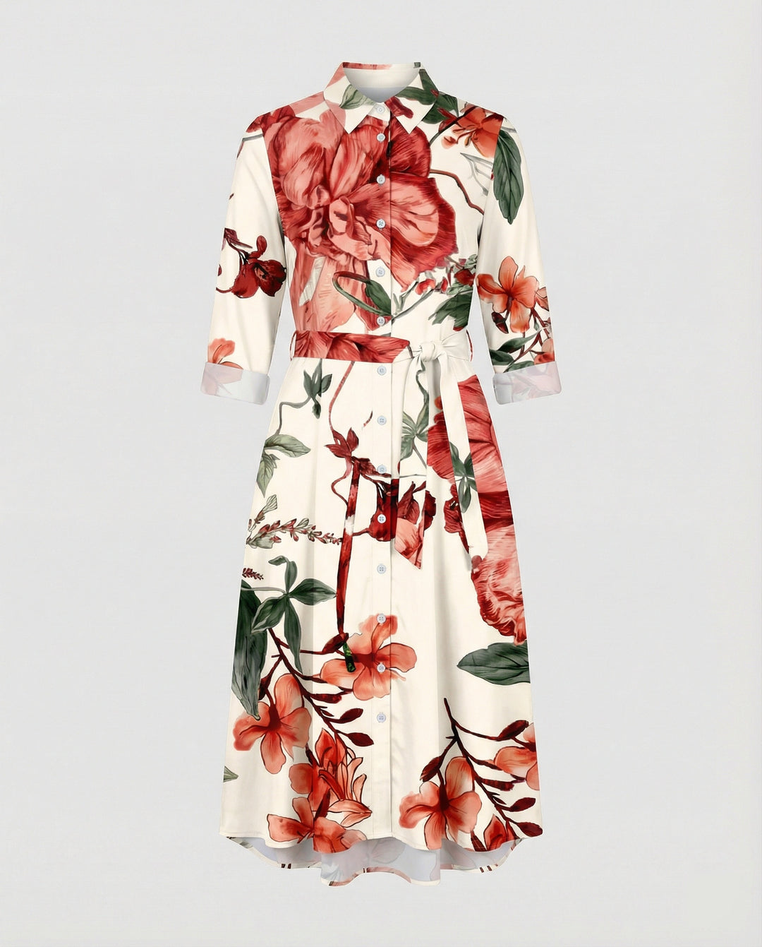 Maxikleid Damen Floral Leinenmix