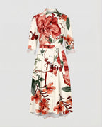 Maxikleid Damen Floral Leinenmix