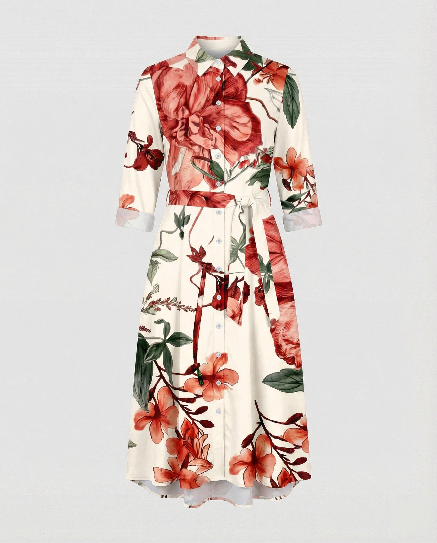 Maxikleid Damen Floral Leinenmix