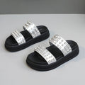 Damen Glamouröse Strandsandalen mit funkelnden Kristall-Applikationen R&B
