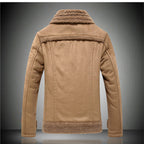 Herren warme Lammfelljacke mit Knopfkragen R&B