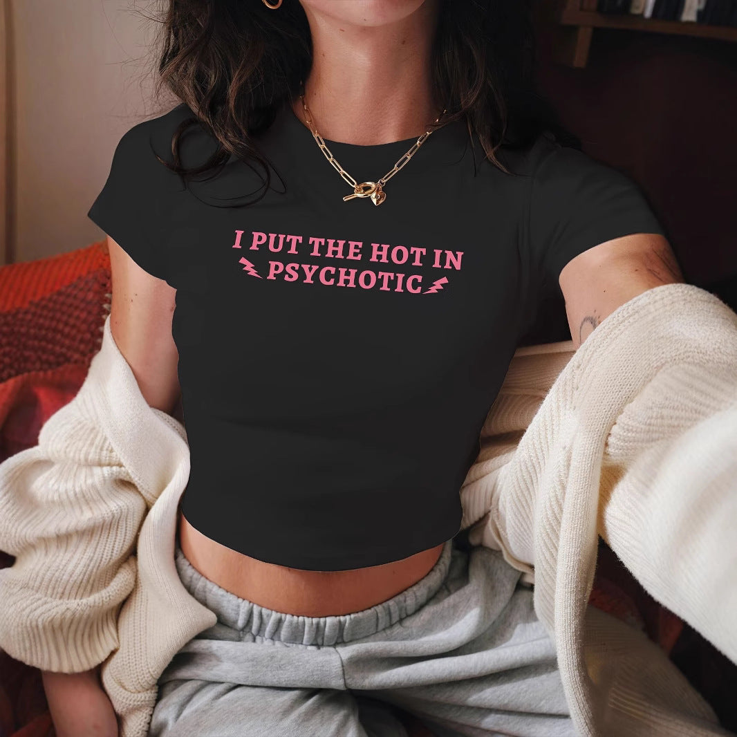Damen Crop-T-Shirt mit fröhlichem Kirschmotiv R&B