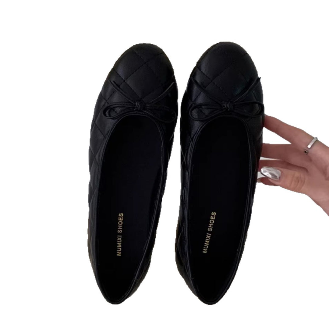 Damen Elegante Ballerinas mit quiltierter Oberfläche und dekorativem Schleifen-Detail R&B