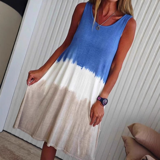 Damen nan ärmelloses Swingkleid aus softem Jersey mit fließendem Farbübergang und ausgestellter Silhouette R&B