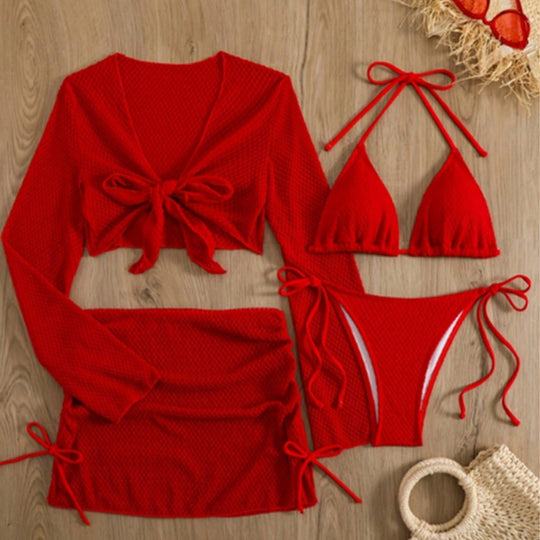 Damen Bikini-Set mit leichtem Netzoberteil und verstellbaren Höschen R&B