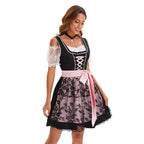 Damen nan traditionelles kurzes Dirndl mit Korsett-Schnürung und Spitzen-Schürze R&B