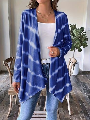 R&B | Cardigan Offene Vorderseite Lange Ärmel Batikmuster Lässige Chic-Schicht